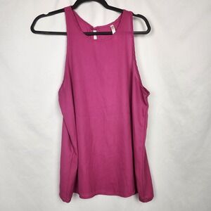 Lyss Loo Womens Sleeveless Sheer‎ Thin Blouse Button Back Pink Size Large